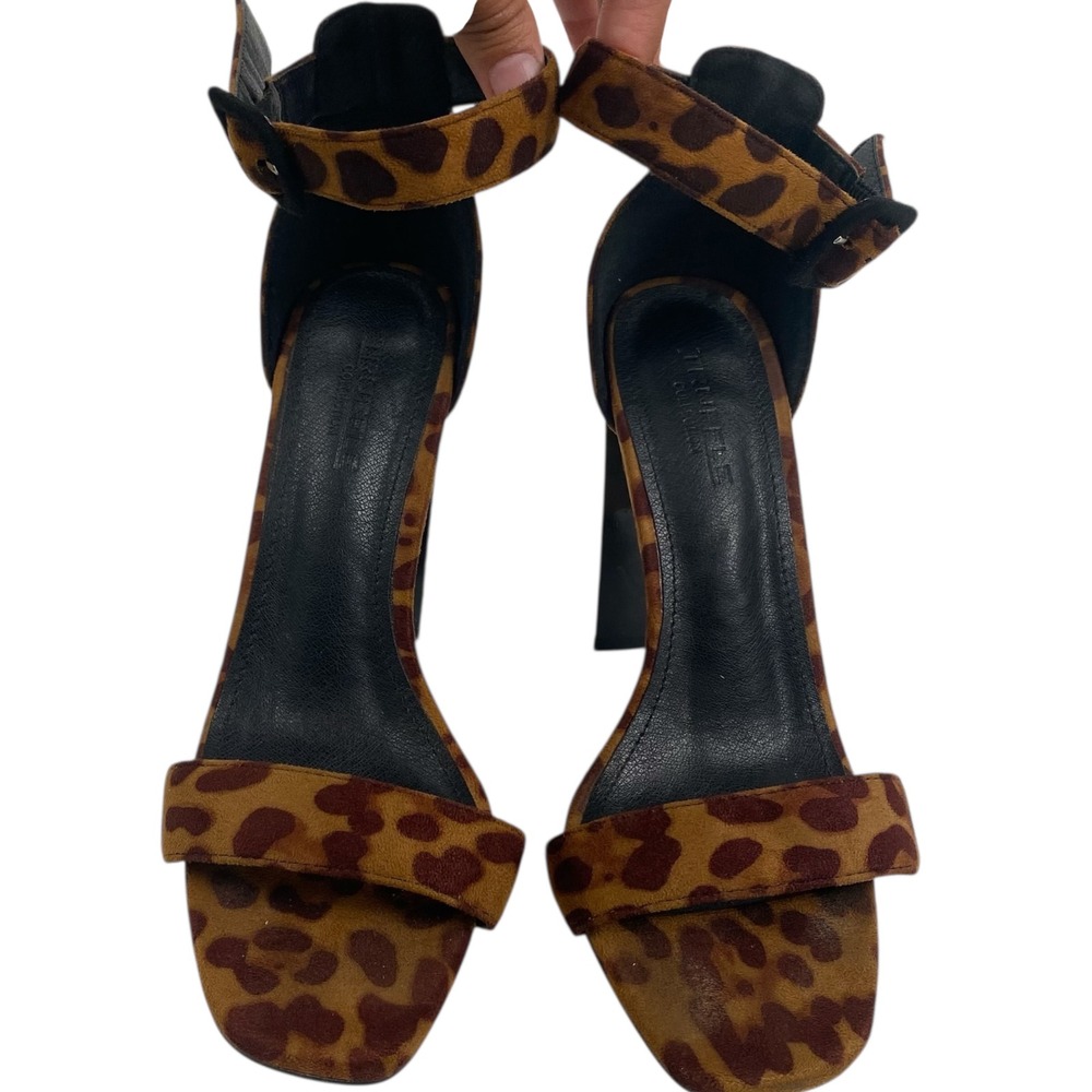Truffle Collection Leopard Print Heels Size 7 Ankle Strap Block Heel‎ Sandals SU